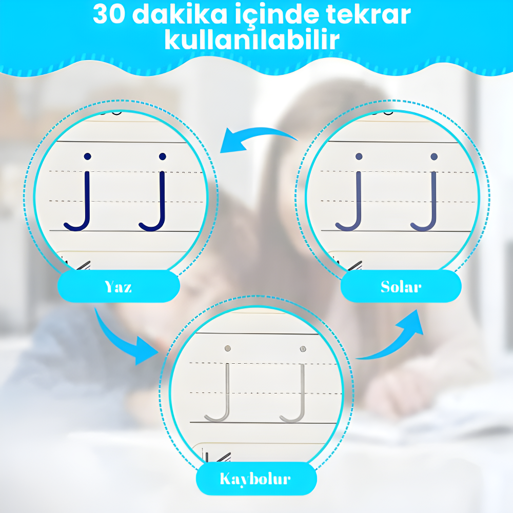 4'lü Sihirli Yazı Alıştırma Seti – Çocuklar için Kalemli Eğitici Defter